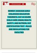 NEWEST 2025&sol;2026 EARLY CHILDHOOD EDUCATION THEORISTS&comma; DCF 40 HOURS CHILD CARE &lpar;HSAN&rpar; HEALTH&comma; SAFETY&comma; AND NUTRION&comma; DCF CERTIFICATION TEST - RULES AND REGULATIONS FOR FACILITIES
