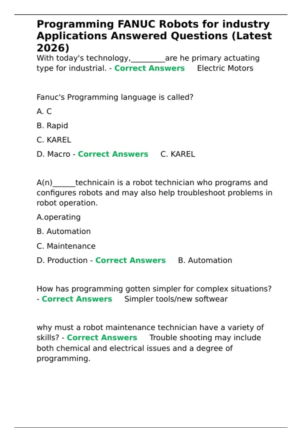 Programming FANUC Robots for industry Applications Answered Questions ...
