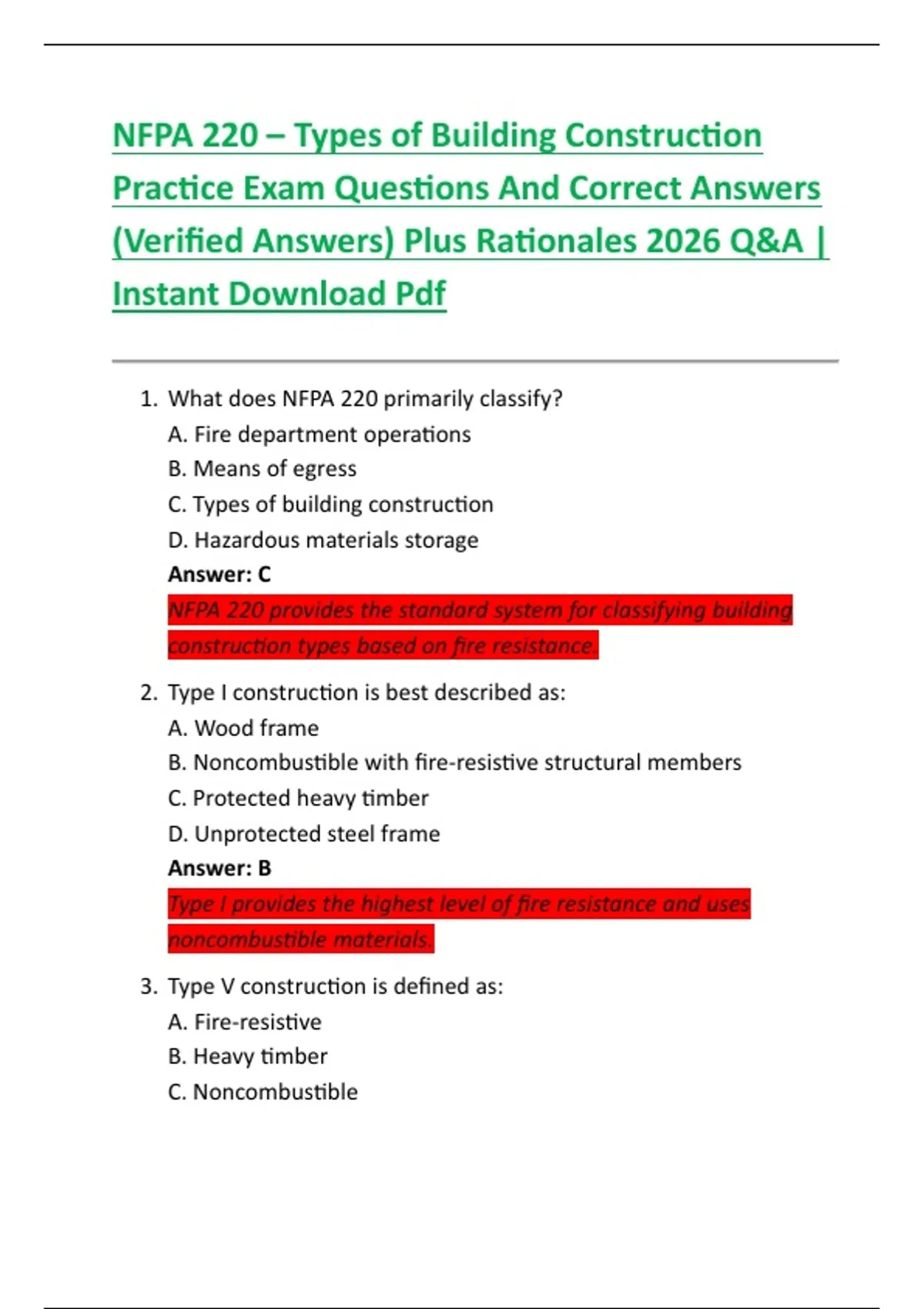 NFPA 220 – Types of Building Construction Practice Exam Questions And ...