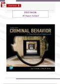 Test Bank &ndash; Criminal Behavior&colon; A Psychological Approach&comma; 11th Edition &vert; Complete Chapters &vert; Verified Questions & Answers