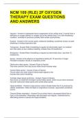 NCM 109 &lpar;RLE&rpar; 2F OXYGEN THERAPY EXAM QUESTIONS AND ANSWERS 