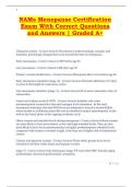 NAMs Menopause Certification  Exam With Correct Questions  and Answers &vert; Graded A&plus; 