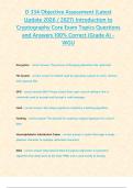 D 334 Objective Assessment &lpar;Latest Update 2026 &sol; 2027&rpar; Introduction to Cryptography Core Exam Topics Questions and Answers 100&percnt; Correct &lbrace;Grade A&rcub; - WGU