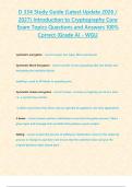 D 334 Study Guide &lpar;Latest Update 2026 &sol; 2027&rpar; Introduction to Cryptography Core Exam Topics Questions and Answers 100&percnt; Correct &lbrace;Grade A&rcub; - WGU