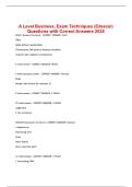 A Level Business&comma; Exam Techniques &lpar;Edex&period;&period;&period;uestions with Correct Answers 