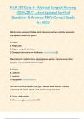 NUR 201 Quiz 4 &ndash; Medical Surgical Nursing &lpar;2026&sol;2027 Latest Update&rpar; Verified Questions & Answers 100&percnt; Correct Grade A - WCU