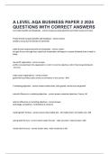 A LEVEL AQA BUSINESS PAPER 2 2026 QUESTIONS WITH CORRECT ANSWERS&period;