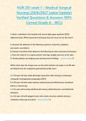 NUR 201 week 1 &ndash; Medical Surgical Nursing &lpar;2026&sol;2027 Latest Update&rpar; Verified Questions & Answers 100&percnt; Correct Grade A - WCU