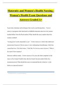 Maternity and Women's Health Nursing - Women's Health Exam Questions and Answers Graded A&plus;