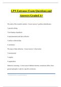 LPN Entrance Exam Questions and Answers Graded A&plus;