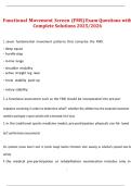 Functional Movement Screen &lpar;FMS&rpar; Exam Questions with Complete Solutions 2025&sol;2026