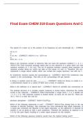 Final Exam CHEM 219 Exam Questions And Correct Answers