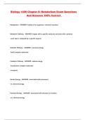 Biology 1406 Chapter 8&colon; Metabolism Exam Questions And Answers 100&percnt; Correct 