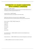 CHEMISTRY 101 EXAM 2 QUESTIONS WITH CORRECT ANSWERS