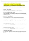CHEMISTRY 1010 EXAM 2 CLEMSON QUESTIONS WITH CORRECT ANSWERS 2025