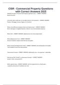 CISR - Commercial Property Questions  with Correct Answers 2025