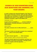 CHURCH OF GOD EXHORTERS EXAM  2026 QUESTIONS AND ANSWERS&vert; ACE  YOUR GRADES&period; 