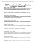 CISR Personal Residential Property Questions  with Correct Answers 2025