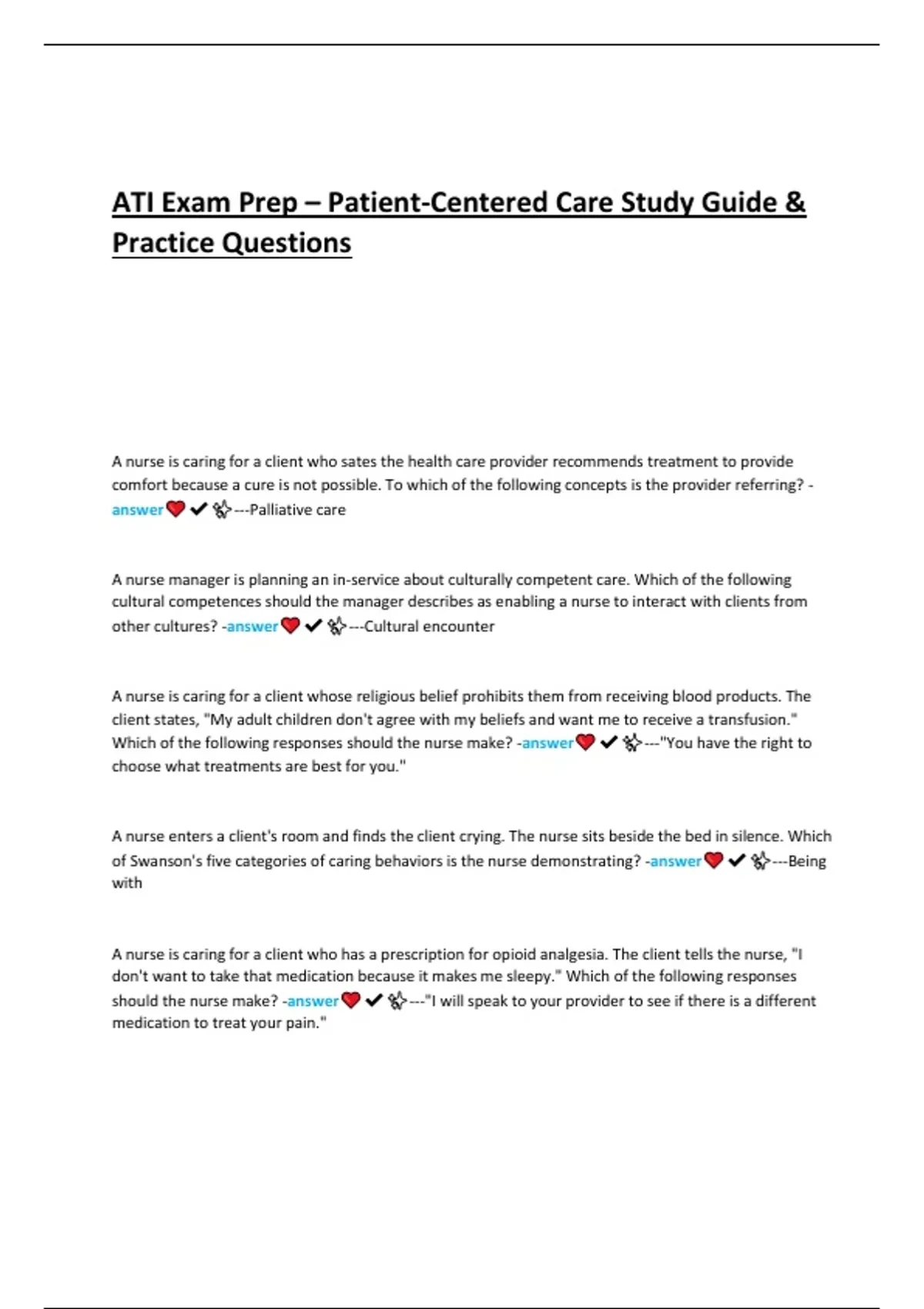 ATI Exam Prep – Patient-Centered Care Study Guide & Practice Questions ...