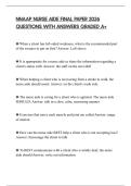 NNAAP NURSE AIDE FINAL PAPER 2026 QUESTIONS WITH ANSWERS GRADED A&plus;