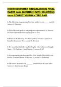 NOCTI COMPUTER PROGRAMMING FINAL PAPER 2026 QUESTIONS WITH SOLUTIONS 100&percnt; CORRECT GUARANTEED PASS