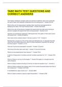  TABE MATH TEST QUESTIONS AND CORRECT ANSWERS