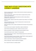 TABE MATH STUDY QUESTIONS WITH CORRECT ANSWERS