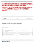 PROFESSIONAL PRACTICE NEWEST VERSION  WITH COMPLETE QUESTIONS AND  CORRECT DETAILED ANSWERS VERIFIED  100&percnt; ALREADY GRADED A&plus; LATEST  UPDATE