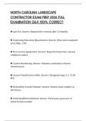 NORTH CAROLINA LANDSCAPE CONTRACTOR EXAM PREP 2026 FULL EXAMINATION Q&A 100&percnt; CORRECT