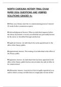NORTH CAROLINA NOTARY FINAL EXAM PAPER 2026 QUESTIONS AND VERIFIED SOLUTIONS GRADED A&plus;