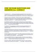 CEM 100 EXAM QUESTIONS AND ANSWERS ALL CORRECT 