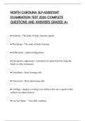NORTH CAROLINA SLP-ASSISTANT EXAMINATION TEST 2026 COMPLETE QUESTIONS AND ANSWERS GRADED A&plus;