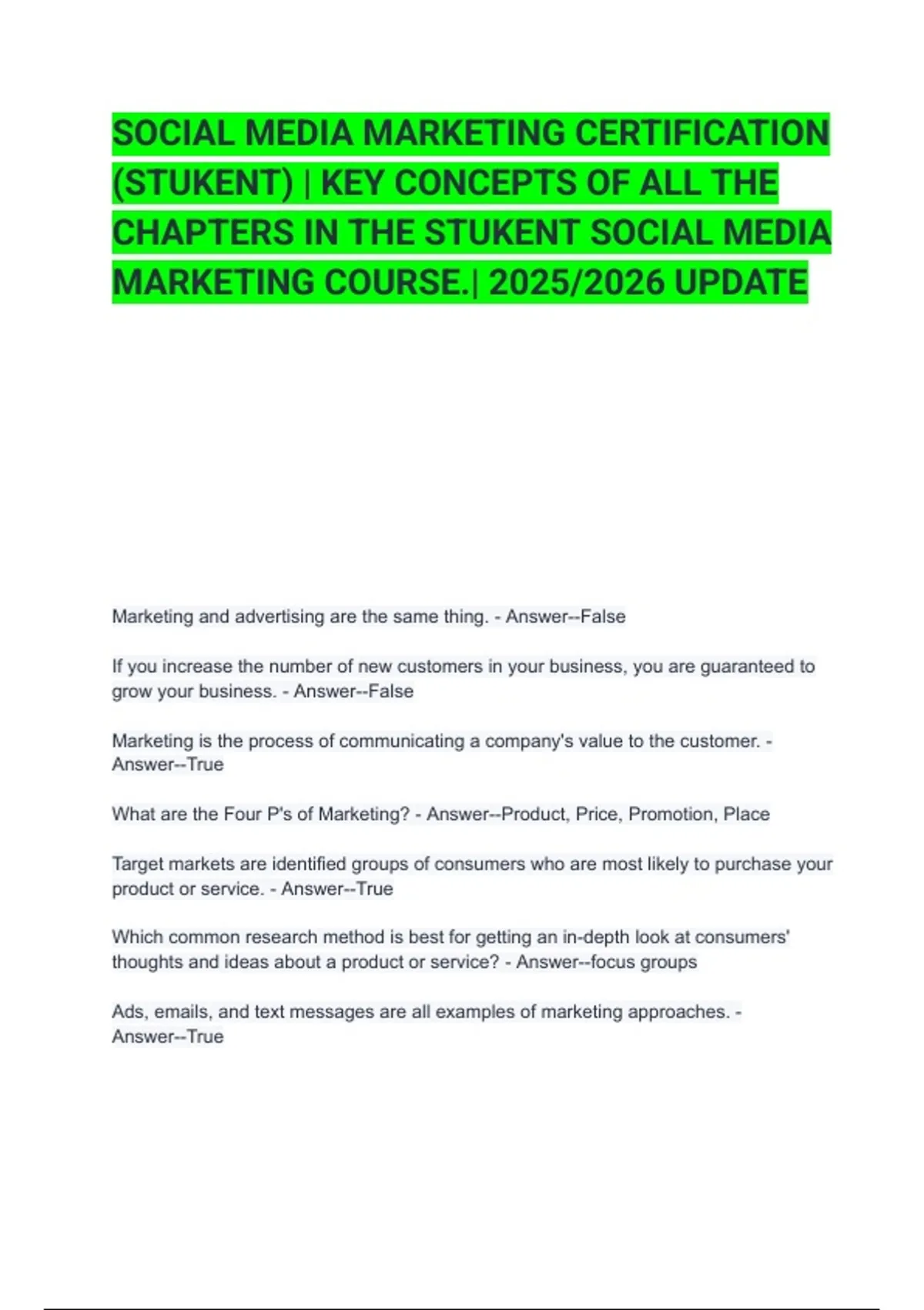 SOCIAL MEDIA MARKETING CERTIFICATION (STUKENT) | KEY CONCEPTS OF ALL ...