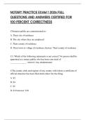 NOTARY PRACTICE EXAM 1 2026 FULL QUESTIONS AND ANSWERS CERTIFIED FOR 100 PERCENT CORRECTNESS
