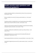 Health records exam questions well answered graded A&plus;