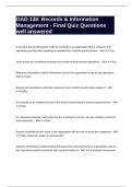 OAD 138&colon; Records & Information Management - Final Quiz Questions well answered