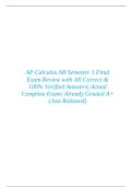 AP Calculus AB Semester 1 Final Exam Review with All Correct & 100&percnt; Verified Answers&vert; Actual Complete Exam&vert; Already Graded A&plus; &lpar;Just Released&rpar; 