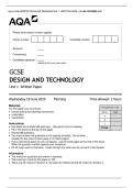 AQA GCSE 8552&sol;W DESIGN AND TECHNOLOGYUNIT1 WRITTEN PAPER &plus; MARK SCHEME 2025