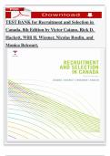 TEST BANK for Recruitment and Selection in Canada, 8th Edition by Victor Catano, Rick D. Hackett, Willi H. Wiesner, Nicolas Roulin, and Monica Belcourt