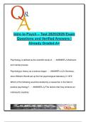 Intro to Psychology &ndash; PSY 101 &ndash; 100&plus; Verified Exam Questions on Memory&comma; Behavior&comma; Personality & Disorders