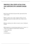 PRINCIPLES 1 REAL ESTATE ACTUAL EXAM 2026 QUESTIONS WITH ANSWERS GRADED A&plus;