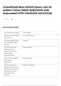 CHAMPIONS REAL ESTATE EXAM: LAW OF AGENCY EXAM (2025) QUESTIONS AND (elaborated) WITH COMPLETE SOLUTIONS