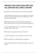 PRINCIPLES 1 REAL ESTATE EXAM SCRIPT 2026 FULL QUESTIONS AND CORRECT ANSWERS