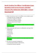 North Carolina Fire Officer I Certification Exam  Questions And Correct Answers &lpar;Verified  Answers&rpar; Plus Rationales 2026 Q&A &vert; Instant  Download Pdf