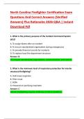 North Carolina Firefighter Certification Exam  Questions And Correct Answers &lpar;Verified  Answers&rpar; Plus Rationales 2026 Q&A &vert; Instant  Download Pdf 