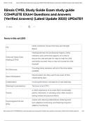 Illinois CWEL Study Guide Exam study guide COMPLETE EXAM Questions and Answers &lpar;Verified Answers&rpar; &lpar;Latest Update 2025&rpar; UPDATE&excl;&excl;