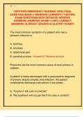 CERTIFIED EMERGENCY NURSING &lpar;CEN&rpar; FINAL  EXAM 2026 BANK 2 VERSIONS CURRENTLY TESTING  EXAM QUESTIONS WITH DETAILED VERIFIED  ANSWERS &vert;&vert;VERIFIED EXAM&excl;&excl;&excl; &lpar;100&percnt; CORRECT  ANSWERS &sol;ALREADY GRADED A&plus;&vert;&vert;LATEST EXAM&excl;&excl;&excl; 