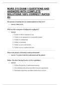NURS 215 EXAM 1 QUESTIONS AND ANSWERS WITH COMPLETE SOLUTIONS 100&percnt; CORRECT RATED A&plus;