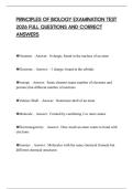 PRINCIPLES OF BIOLOGY EXAMINATION TEST 2026 FULL QUESTIONS AND CORRECT ANSWERS