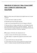 PRINCIPLES OF BIOLOGY FINAL EXAM SCRIPT 2026 COMPLETE QUESTIONS AND SOLUTIONS